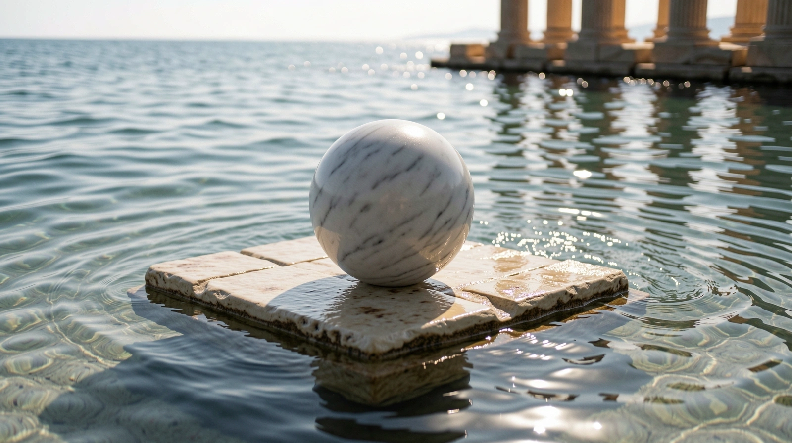 Textured stone submerged in clear water